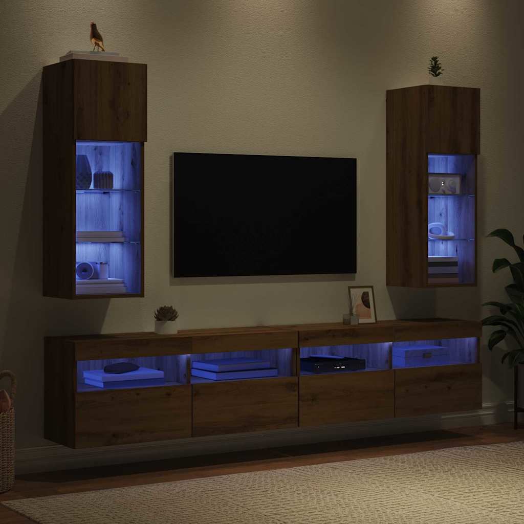 Wall-mounted TV Cabinets 2 pcs Artisan Oak Engineered Wood