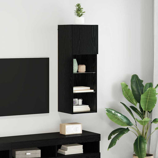 Wall-mounted TV Cabinet 30.5 x 30 x 90 cm Black Oak