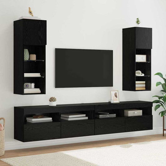 Wall-mounted TV Cabinets 2 pcs Black Oak Engineered Wood