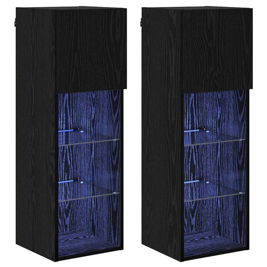Wall-mounted TV Cabinets 2 pcs Black Oak Engineered Wood