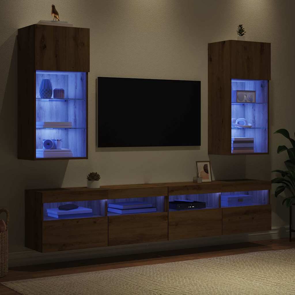 Wall-mounted TV Cabinets 2 pcs Artisan Oak Engineered Wood