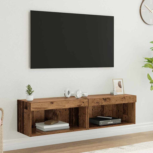 TV Cabinet Set 2 pcs Old Wood Engineered Wood