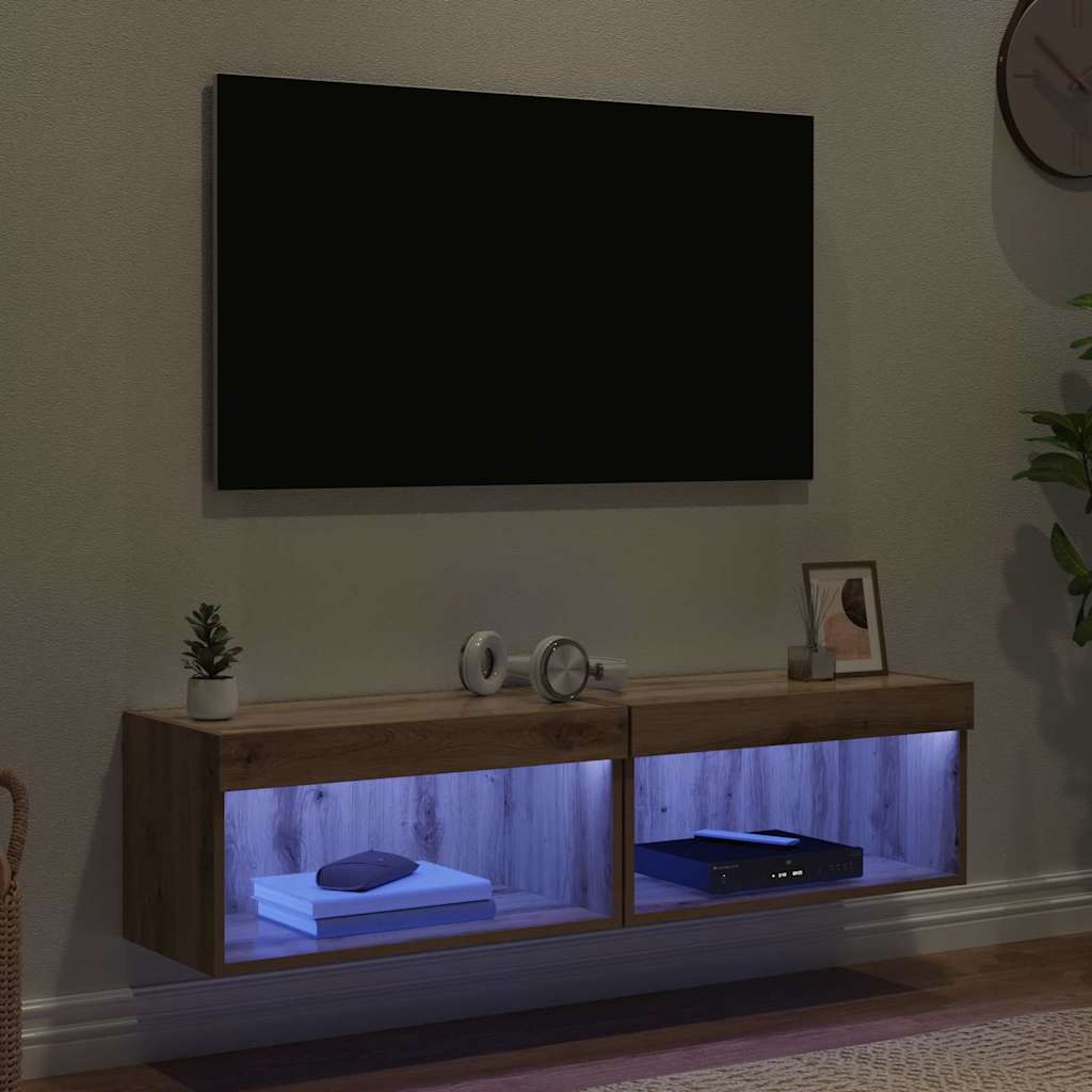 TV Cabinet Set 2 pcs Artisan Oak Engineered Wood