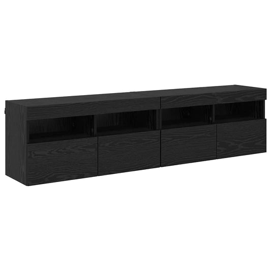 TV Wall Cabinets 2 pcs Black Oak Engineered Wood