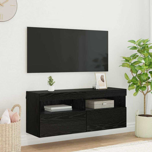 TV Wall Cabinet 100 x 30 x 40 cm Black Oak Engineered Wood