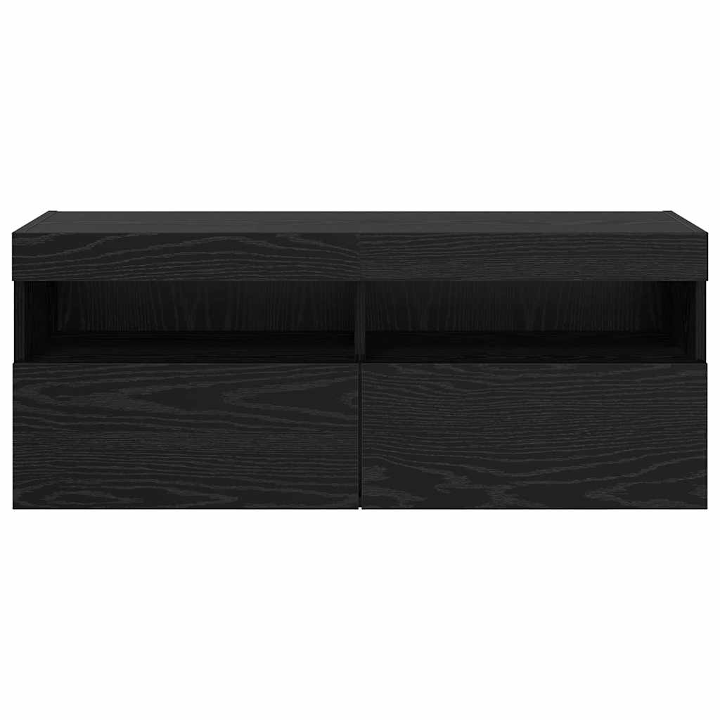 TV Wall Cabinet Black Oak 100 x 30 x 40 cm Engineered Wood