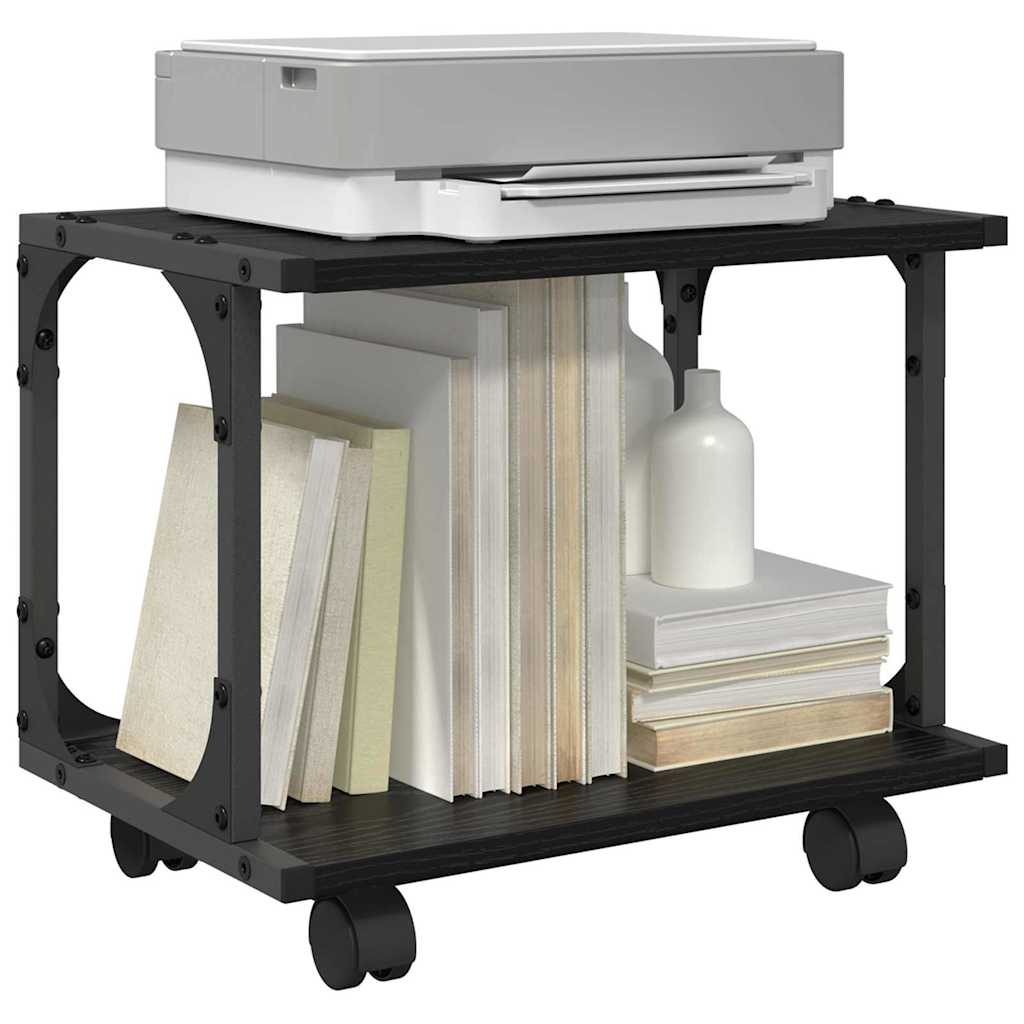 Printer Stand Black Oak 41 x 28 x 33.5 cm Engineered Wood