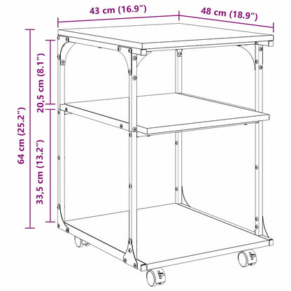 Printer Stand Black Oak 43 x 48 x 64 cm Engineered Wood