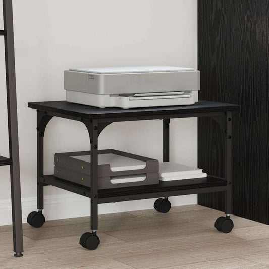 Printer Stand Black Oak 50 x 40 x 38 cm Engineered Wood