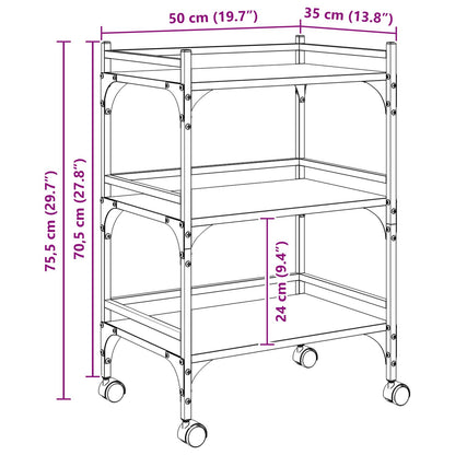 Kitchen Trolley Sonoma Oak 50 x 35 x 75.5 cm Engineered Wood