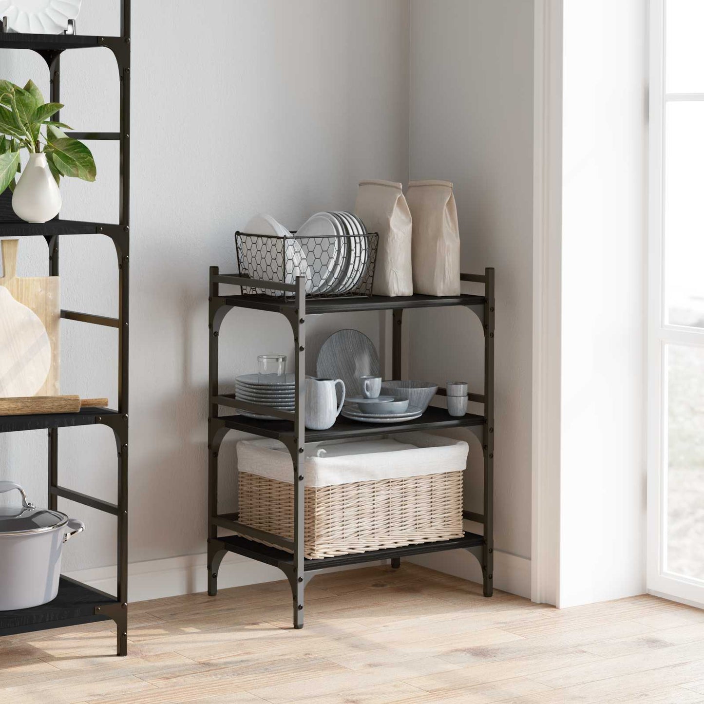 Kitchen Trolley Black Oak 50 x 35 x 75.5 cm Engineered Wood