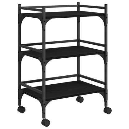Kitchen Trolley Black Oak 50 x 35 x 75.5 cm Engineered Wood