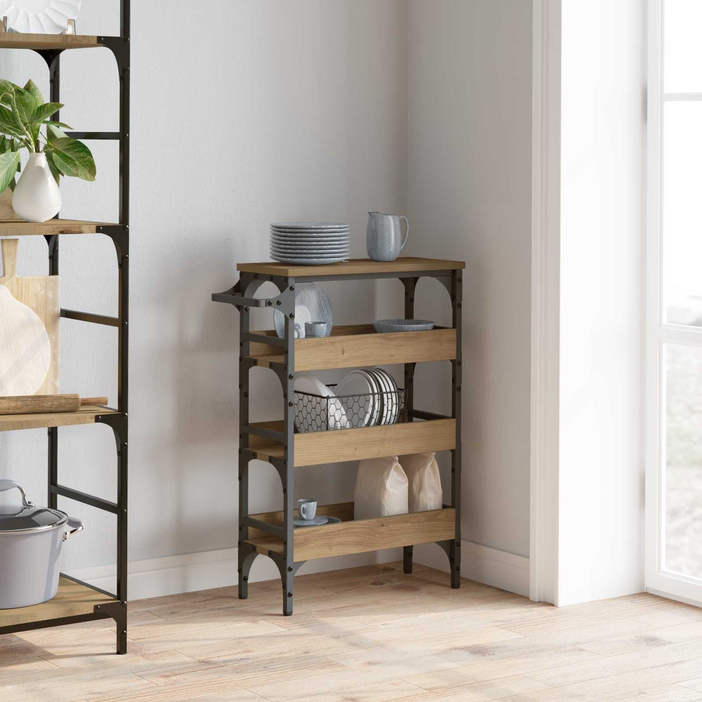 Kitchen Trolley Artisan Oak 53 x 20 x 76 cm Engineered Wood