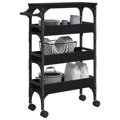 Kitchen Trolley Black Oak 53 x 20 x 76 cm Engineered Wood