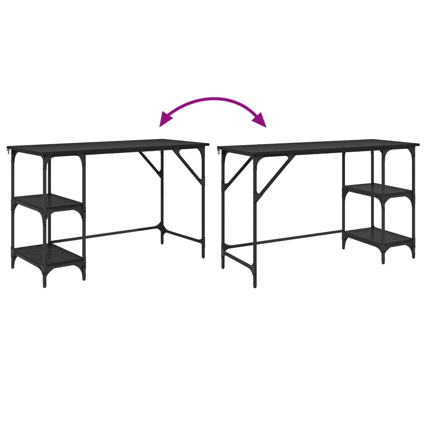 Desk Black Oak 120 x 50 x 75 cm Engineered Wood