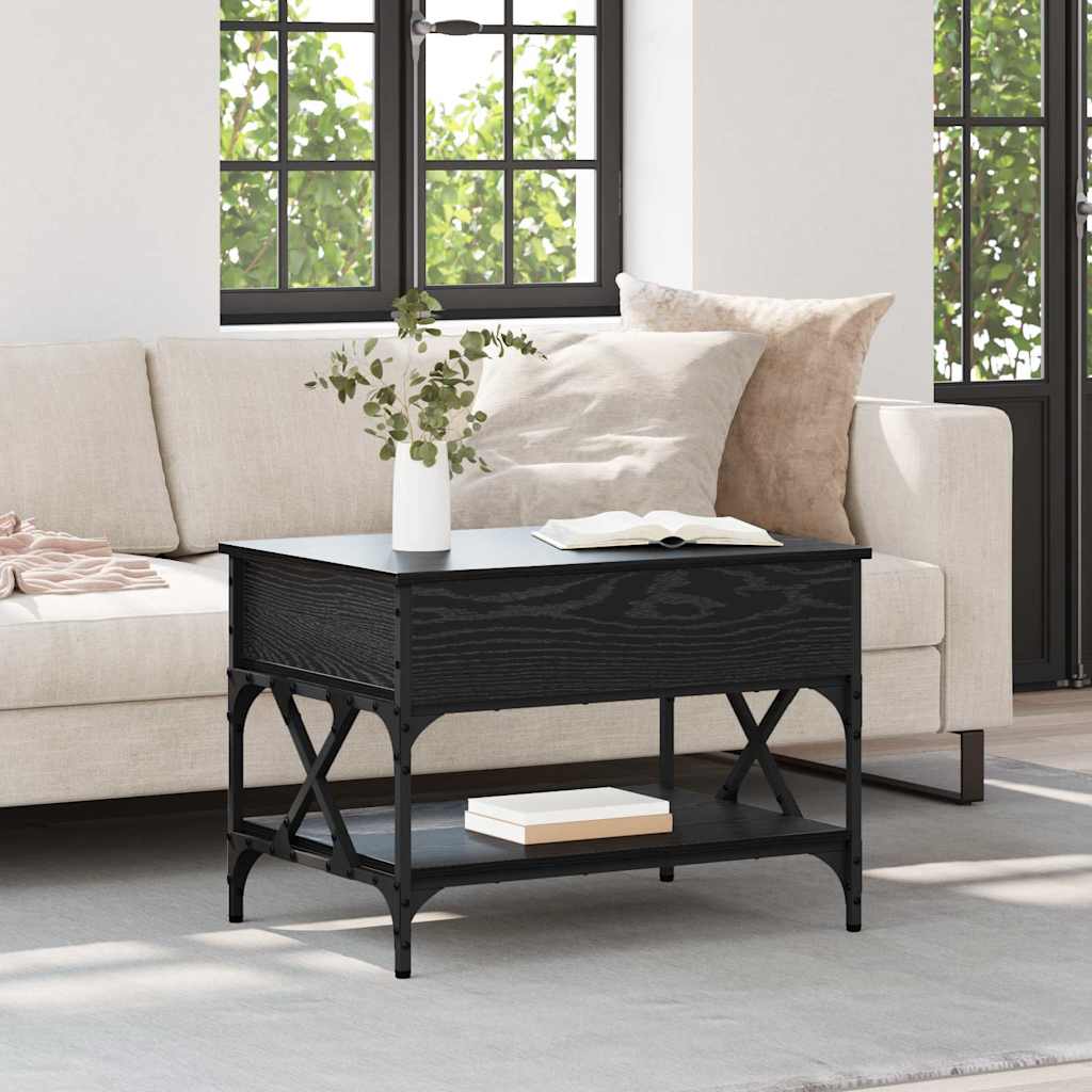 Coffee Table Black Oak 70 x 50 x 50 cm Engineered Wood