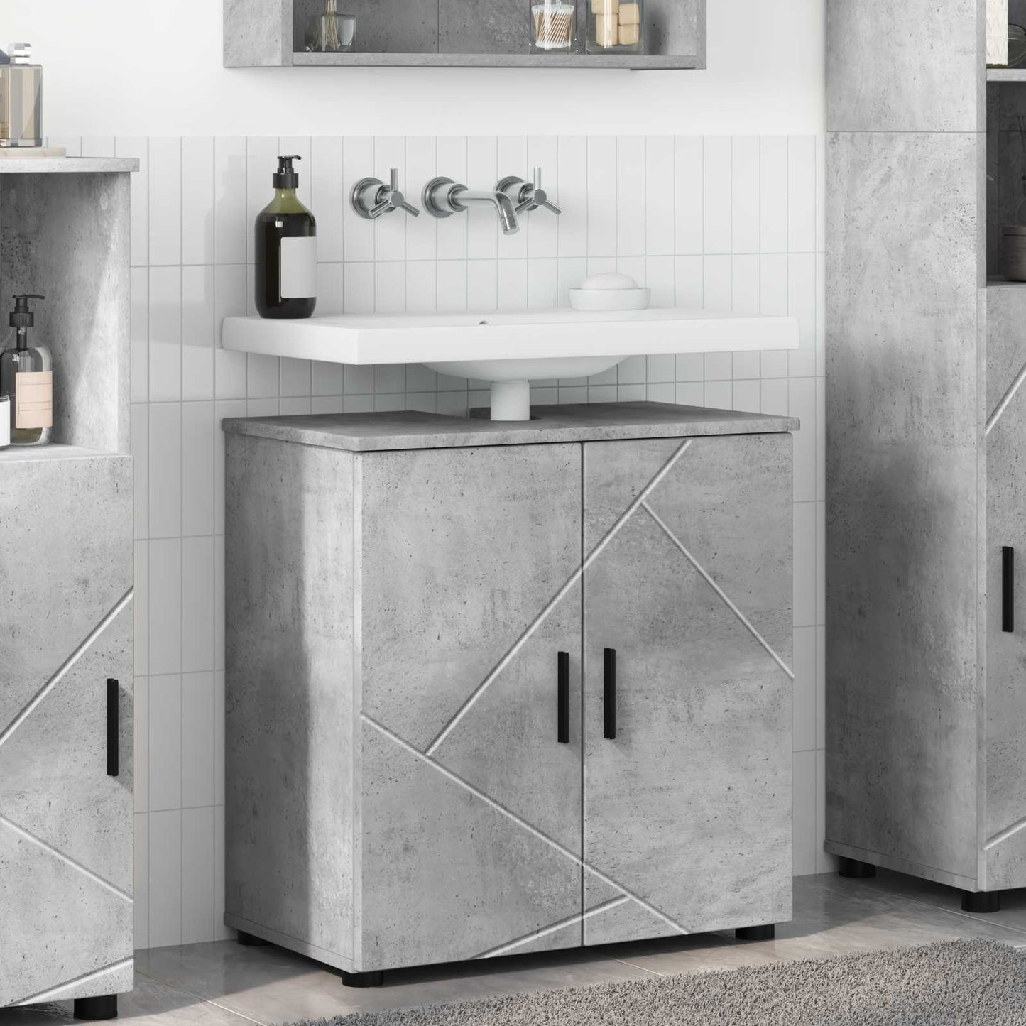 Bathroom Cabinet with Storage Concrete Grey 61 x 35 x 64 cm
