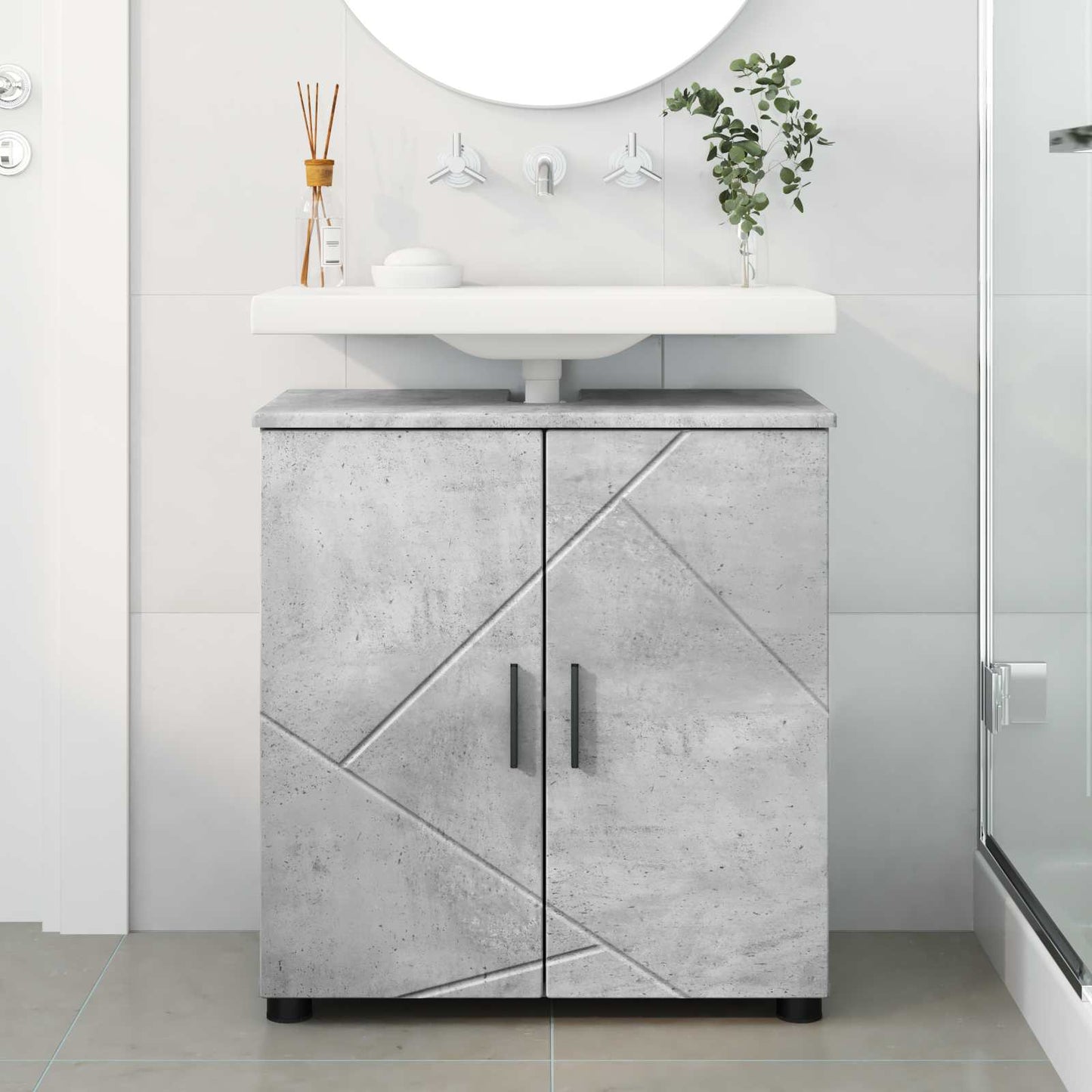 Bathroom Cabinet with Storage Concrete Grey 61 x 35 x 64 cm