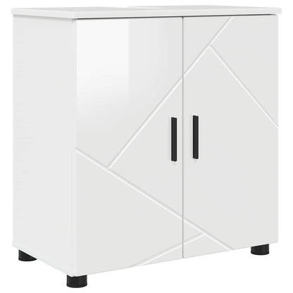 Bathroom Cabinet with Storage High Gloss White 61 x 35 x 64 cm