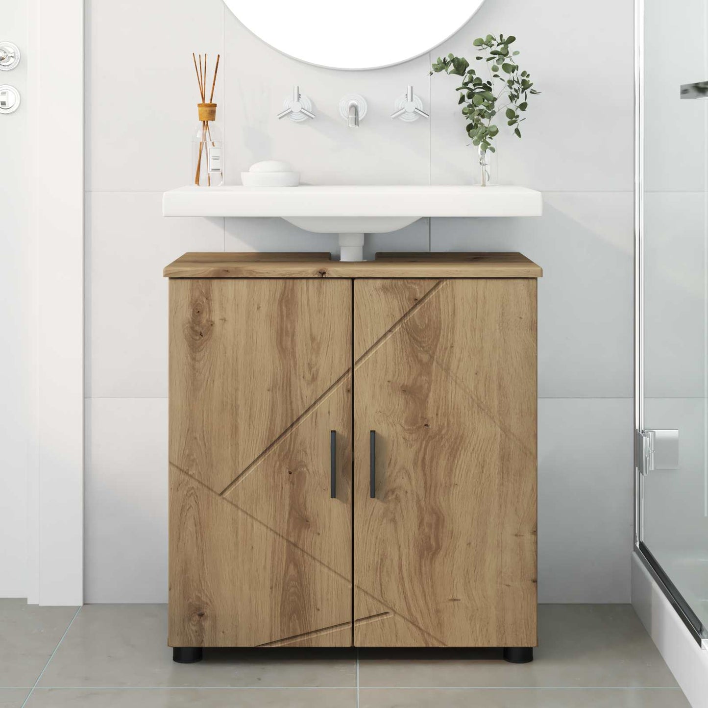 Bathroom Cabinet with Storage Artisan Oak 61 x 35 x 64 cm