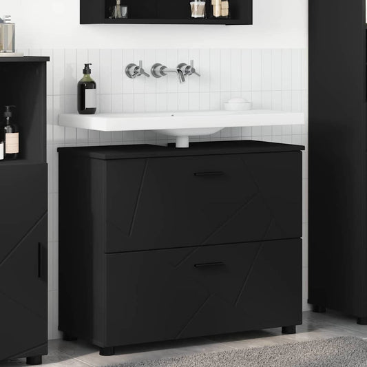 Bathroom Cabinet with Drawer with Door Black 76.5 x 35 x 64 cm