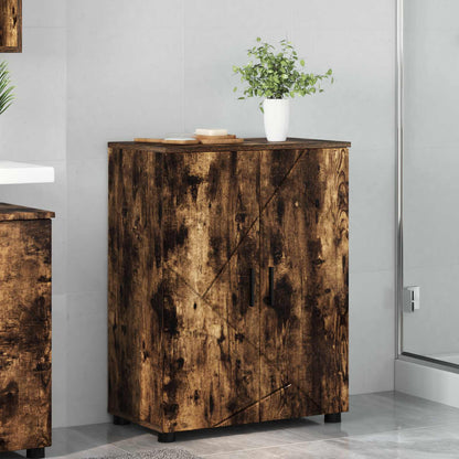 Bathroom Cabinet with Storage Smoked Oak 60 x 35 x 80 cm