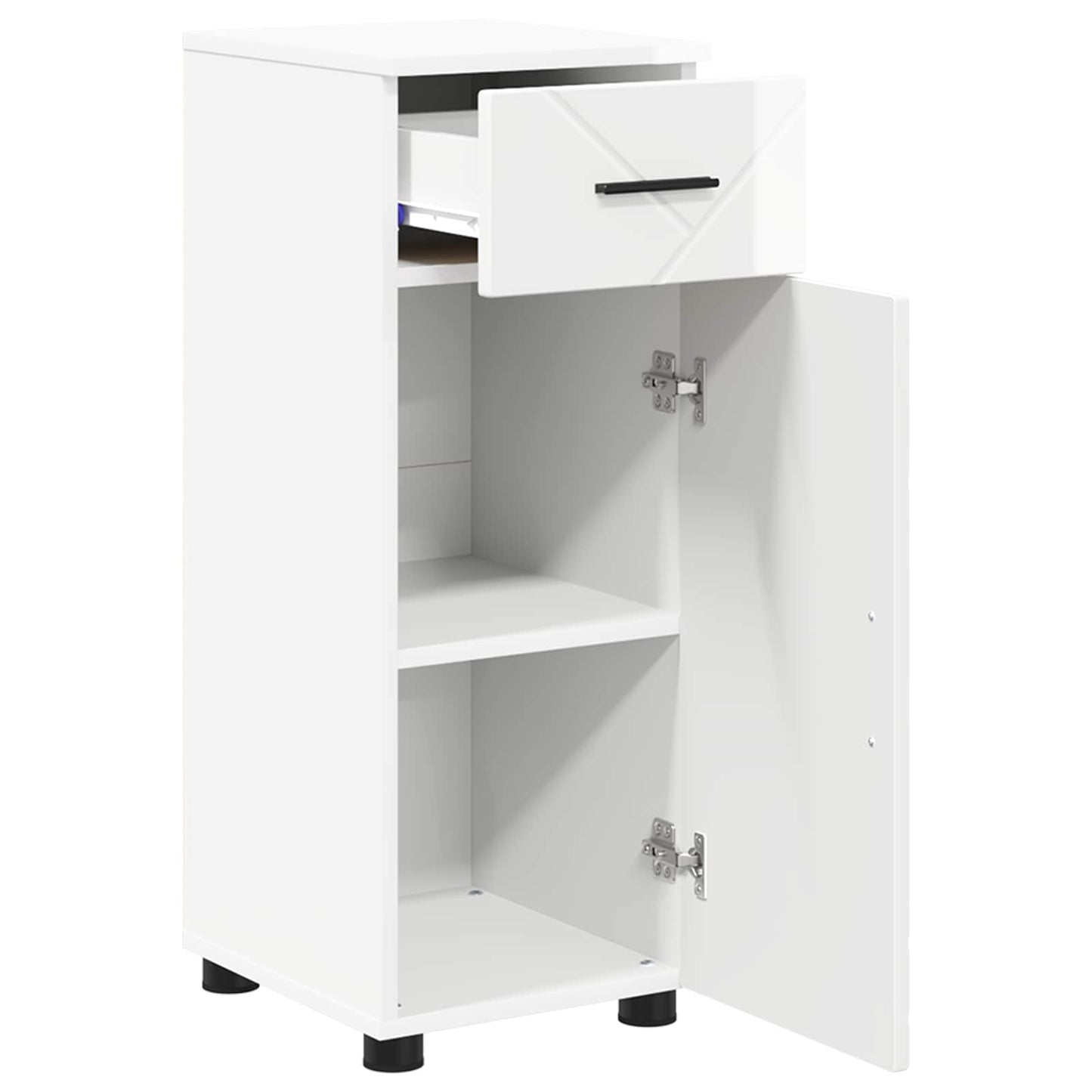 Bathroom Cabinet with Drawer High Gloss White 30 x 35 x 80 cm