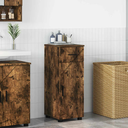 Bathroom Cabinet with Drawer Smoked Oak 30 x 35 x 80 cm