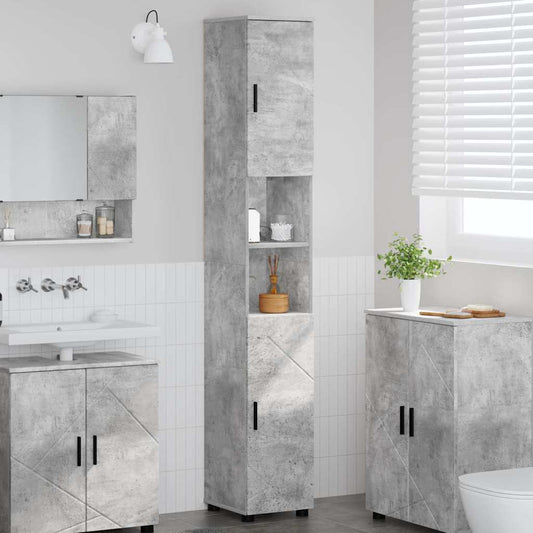 Bathroom Cabinet with Storage Concrete Grey 30 x 35 x 192 cm