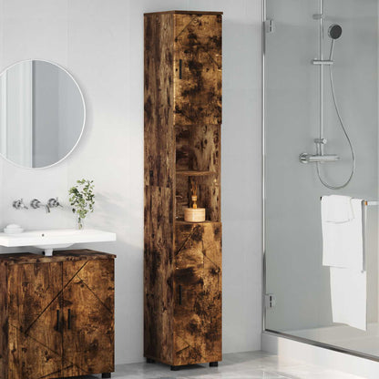 Bathroom Cabinet Smoked Oak 30 x 35 x 192 cm