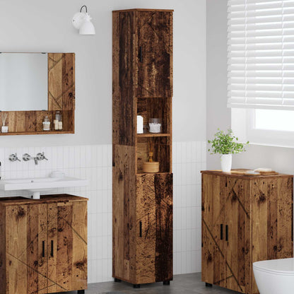 Bathroom Cabinet with Storage Old Wood 30 x 35 x 192 cm