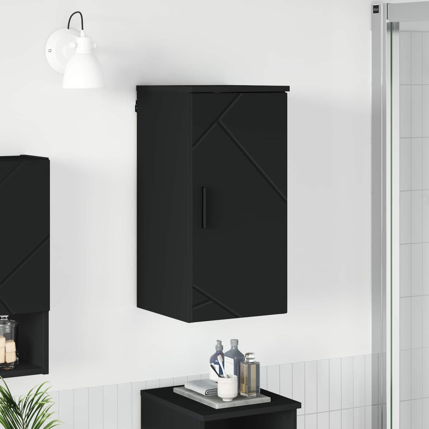Bathroom Cabinet Wall-mounted with Door Black 30 x 31.5 x 61 cm