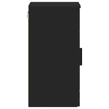 Bathroom Cabinet Wall-mounted with Door Black 30 x 31.5 x 61 cm