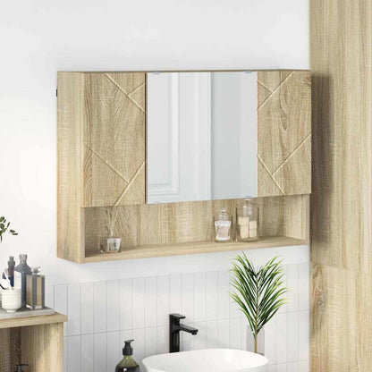 Mirror Cabinet Sonoma Oak 80 x 17 x 55 cm Engineered Wood