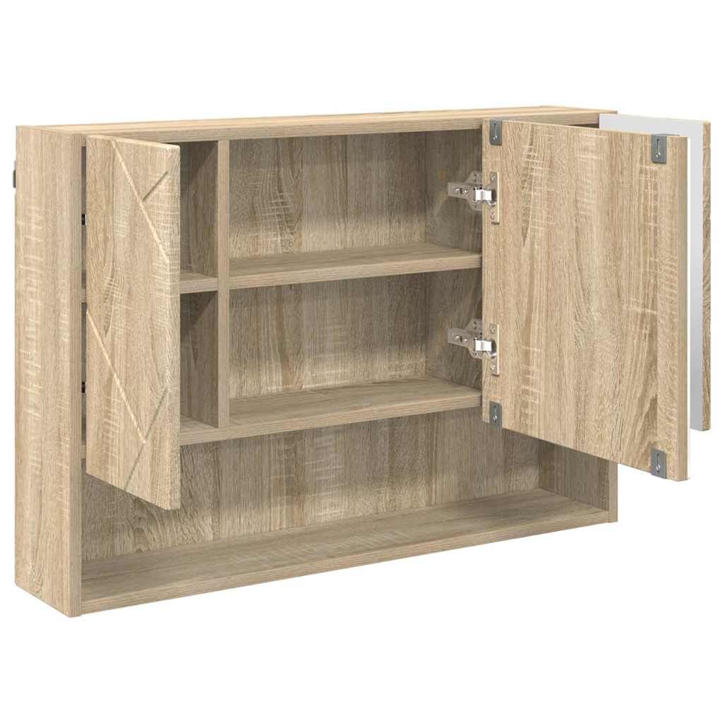 Mirror Cabinet Sonoma Oak 80 x 17 x 55 cm Engineered Wood