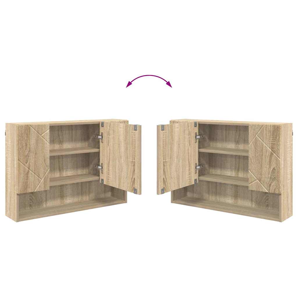 Mirror Cabinet Sonoma Oak 80 x 17 x 55 cm Engineered Wood