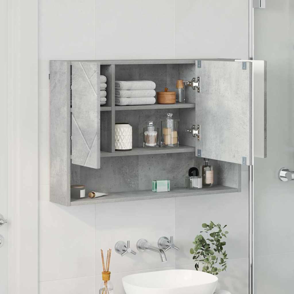 Mirror Cabinet Concrete Grey 80 x 17 x 55 cm Engineered Wood