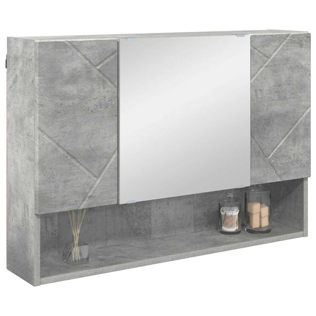 Mirror Cabinet Concrete Grey 80 x 17 x 55 cm Engineered Wood