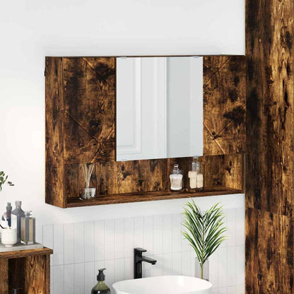 Mirror Cabinet Smoked Oak 80 x 17 x 55 cm Engineered Wood