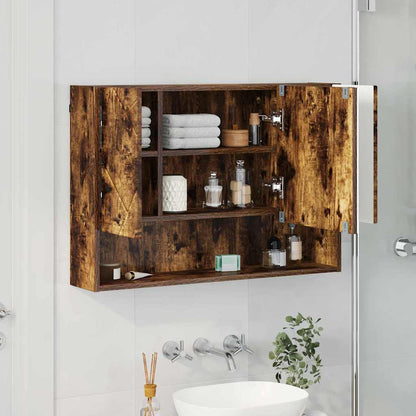 Mirror Cabinet Smoked Oak 80 x 17 x 55 cm Engineered Wood
