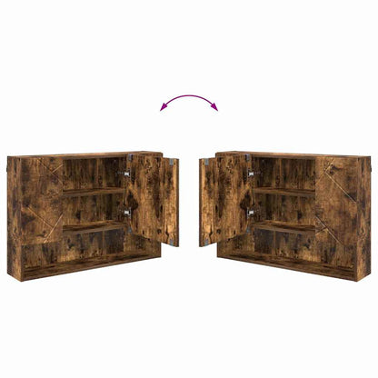 Mirror Cabinet Smoked Oak 80 x 17 x 55 cm Engineered Wood