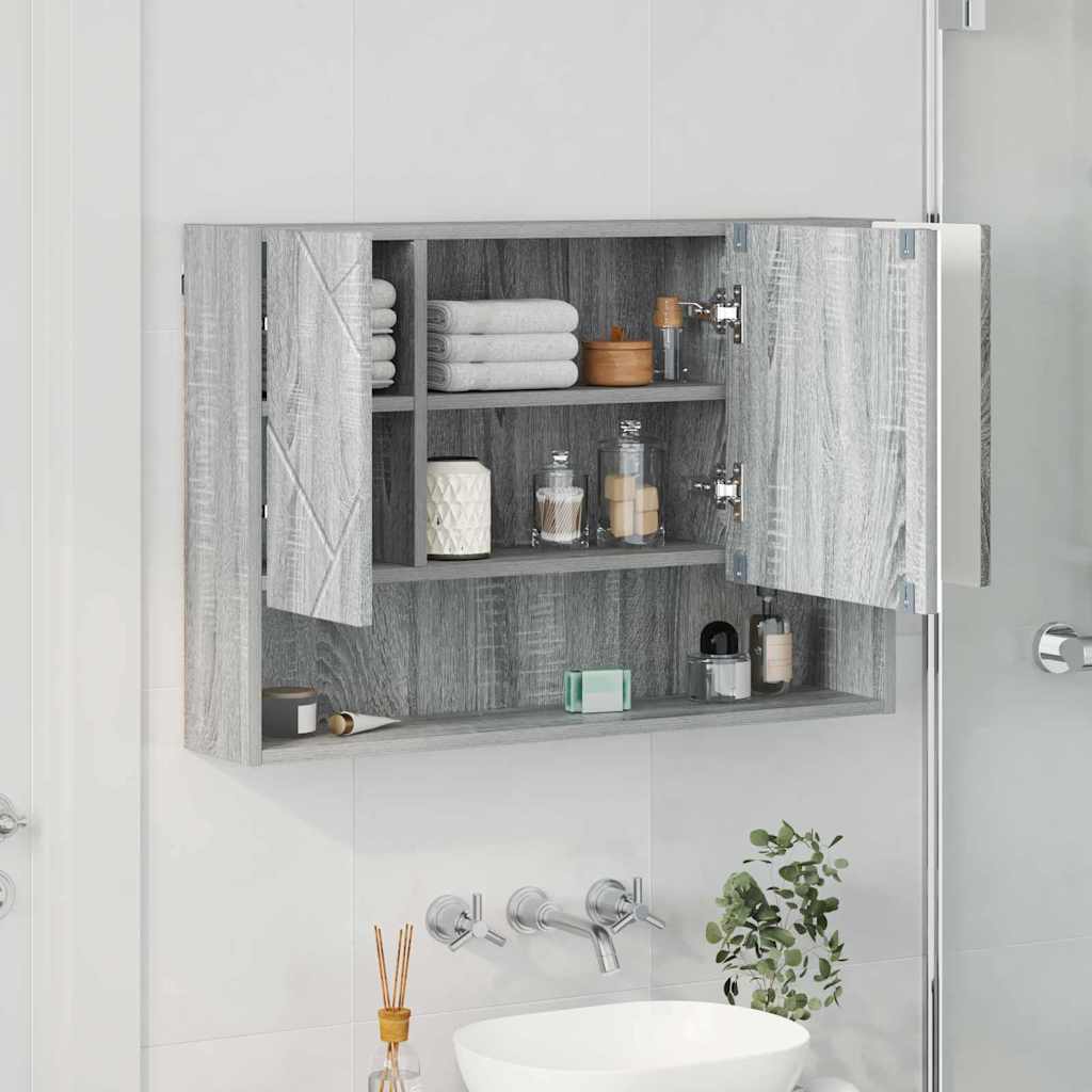 Mirror Cabinet Grey Sonoma 80 x 17 x 55 cm Engineered Wood