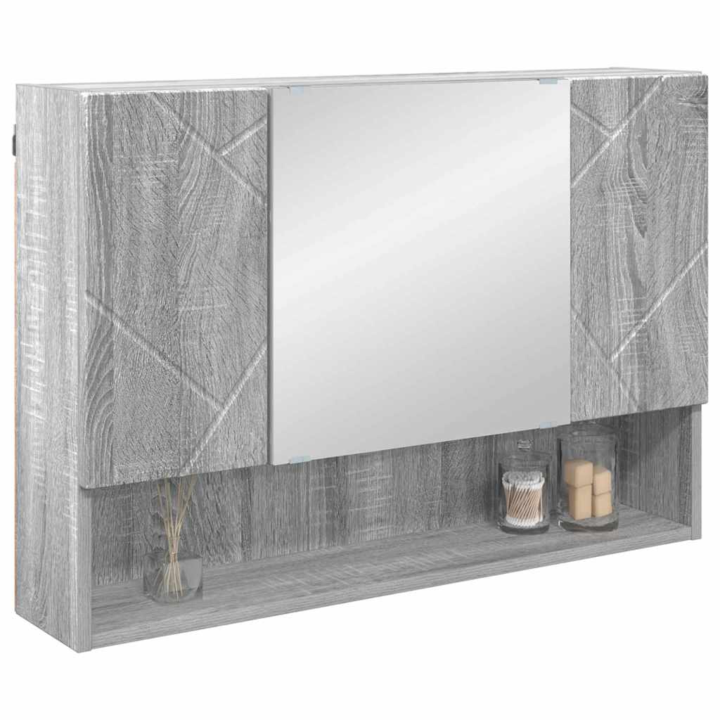 Mirror Cabinet Grey Sonoma 80 x 17 x 55 cm Engineered Wood