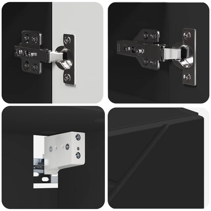 Mirror Cabinet with Door Black 59 x 17 x 55 cm Engineered Wood