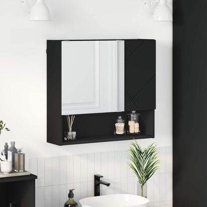 Mirror Cabinet with Door Black 59 x 17 x 55 cm Engineered Wood