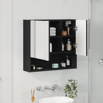 Mirror Cabinet with Door Black 59 x 17 x 55 cm Engineered Wood