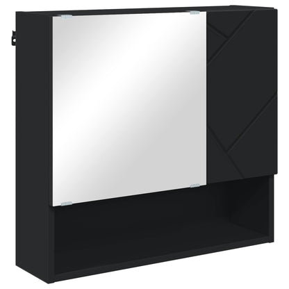 Mirror Cabinet with Door Black 59 x 17 x 55 cm Engineered Wood