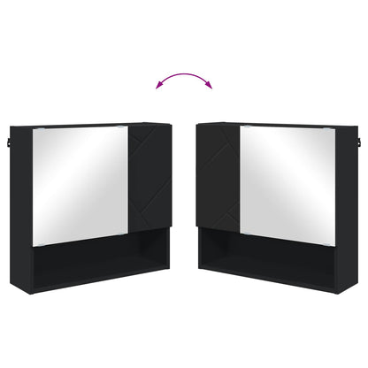 Mirror Cabinet with Door Black 59 x 17 x 55 cm Engineered Wood