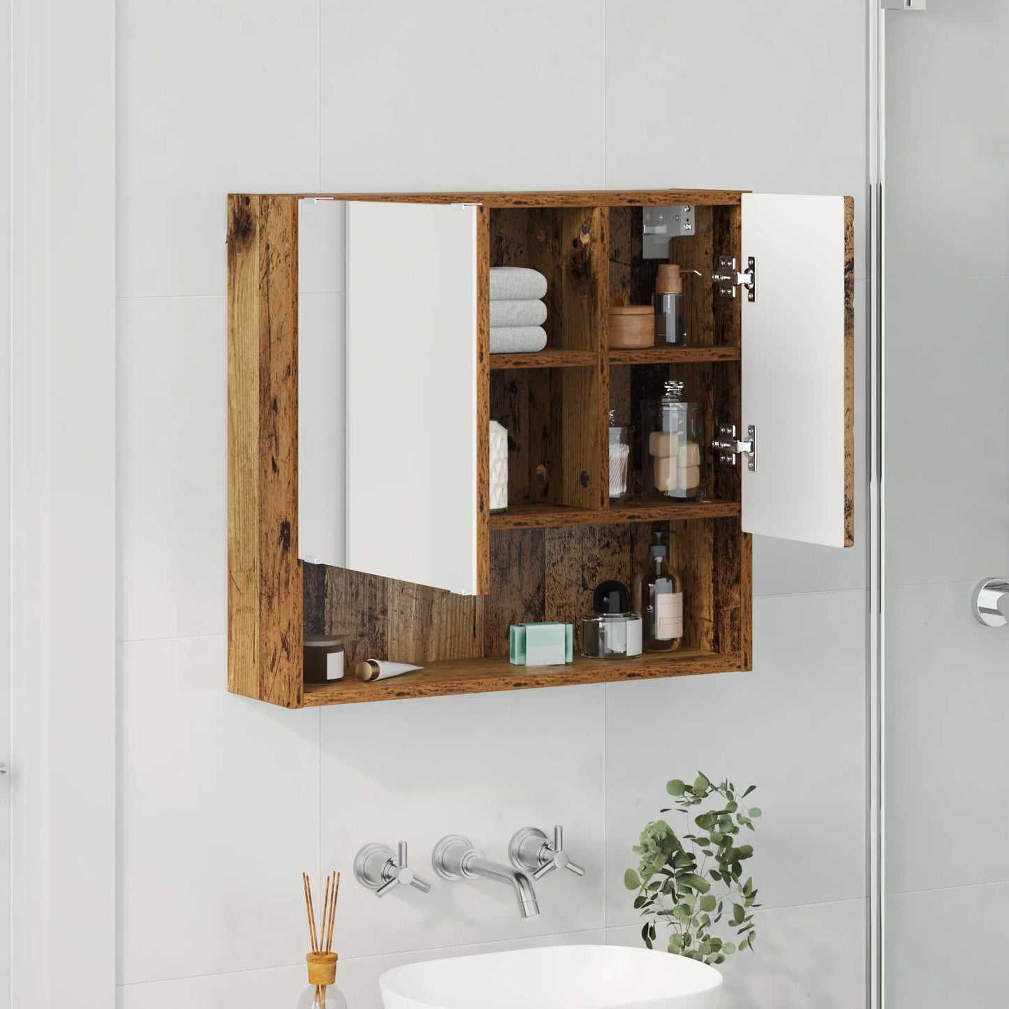 Mirror Cabinet Old Wood 59 x 17 x 55 cm Engineered Wood