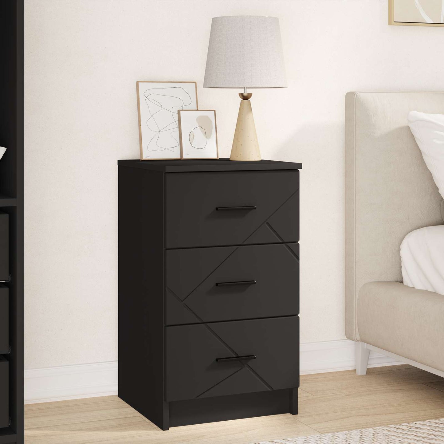 Bedside Cabinet Black 38 x 38 x 66 cm Engineered wood